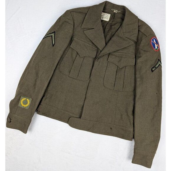 Vtg WWII 1945 Ike‎ Wool Field Jacket 36R Military Army District of Washington